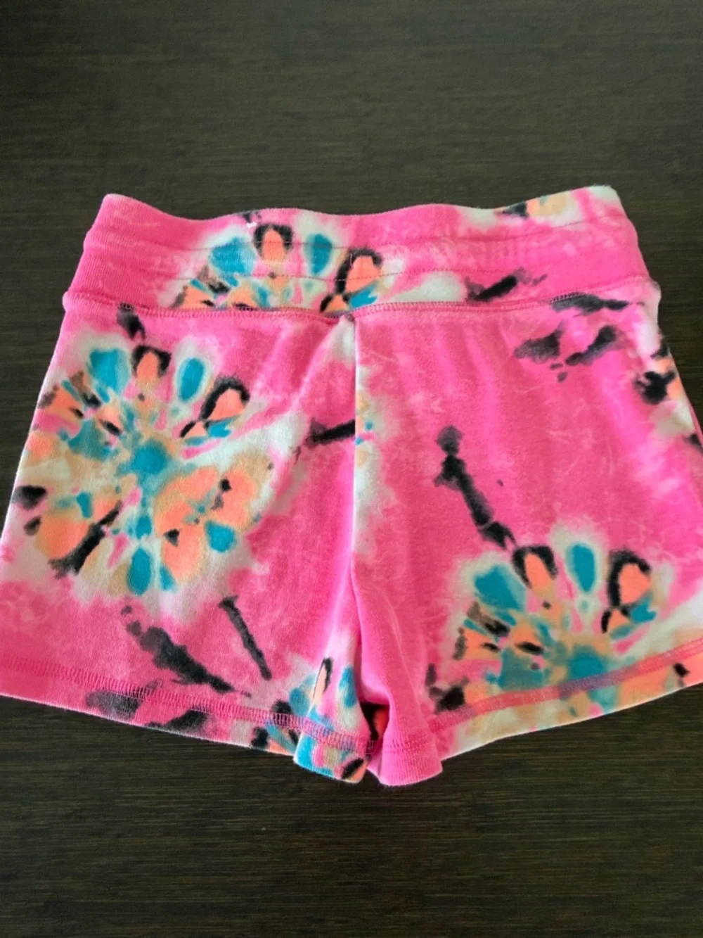 Justice Pink Tie-Dye Floral Drawstring Shorts Size Medium